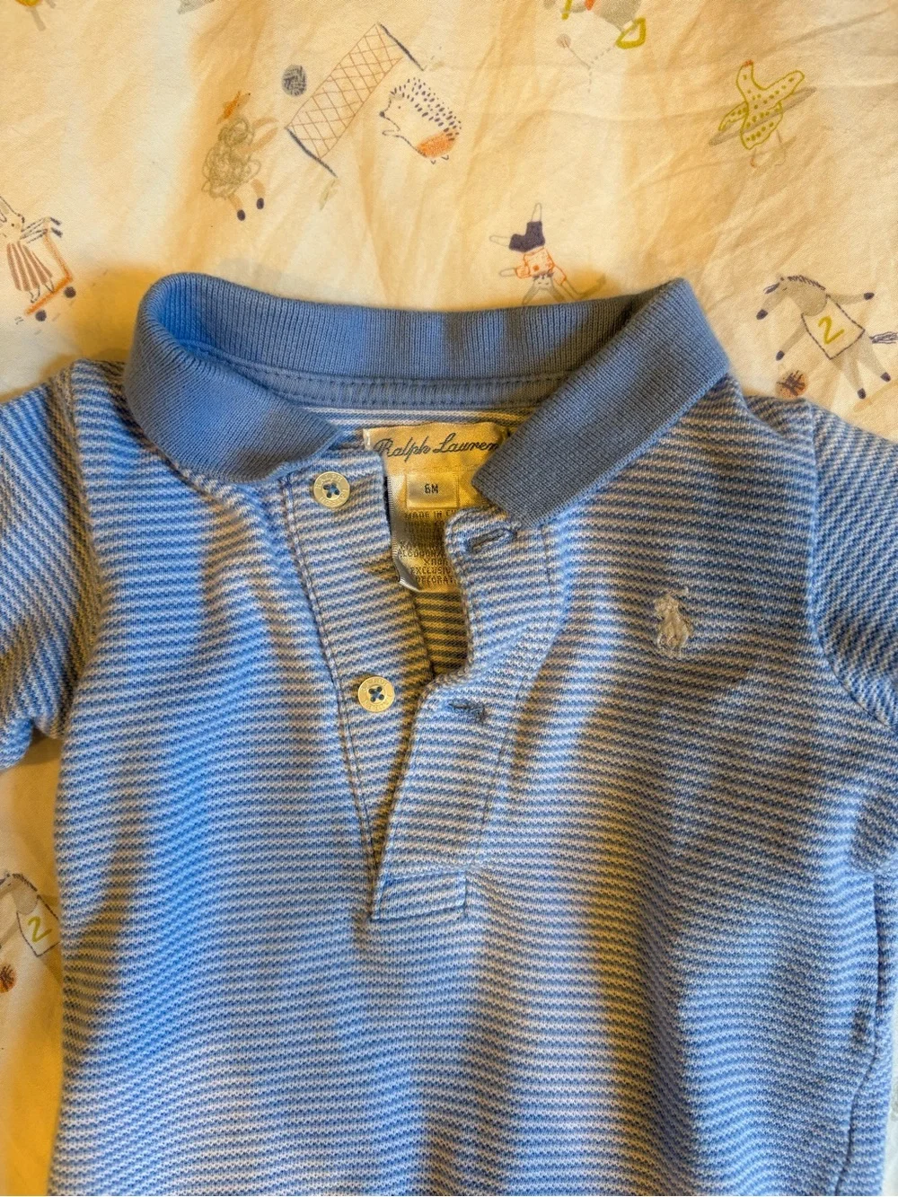 Ralph Lauren Light Blue & White Striped Baby Footie